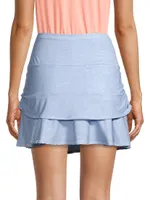 Chambray Drawstring Layered Skort