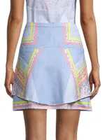 Chambray Blossom Layered Skort