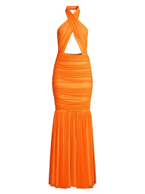 Halter Neck Cut-Out Mermaid Gown