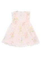 Little Girl's Floral Embroidered Tulle Dress