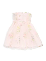 Little Girl's Floral Embroidered Tulle Dress