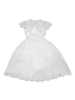 Little Girl's & Communion Satin Lace-Trim Dress Bolero Set