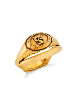 Goldtone Double Signet Ring