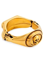 Goldtone Double Signet Ring