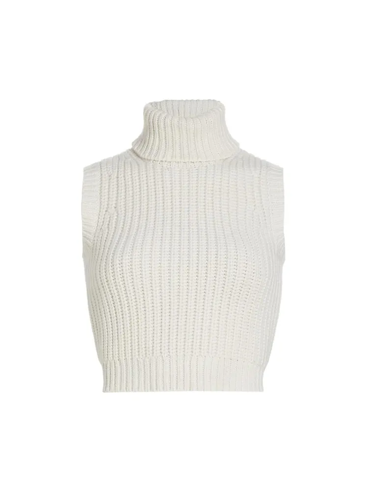 Shaker Sleeveless Turtleneck Sweater