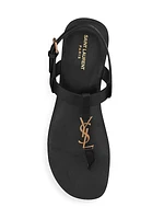 Cassandra Flat Sandals In Smooth Leather With Gold-Tone Monogram