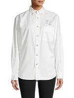 Oversized 'XOXO' Button-Down Shirt