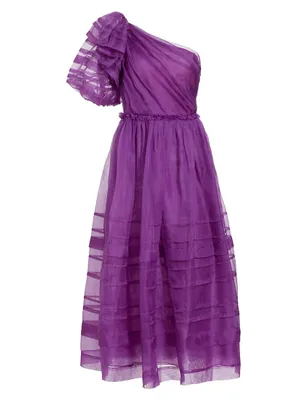 Artemis One-Shoulder Silk Midi-Dress