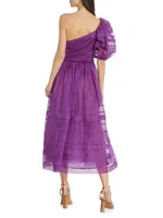 Artemis One-Shoulder Silk Midi-Dress