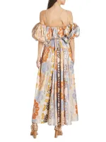 Izra Metallic Floral Maxi-Dress