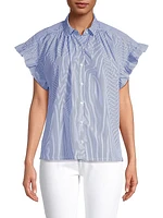Marianna B Stripe Cotton Button-Front Shirt
