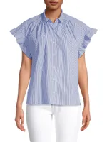 Marianna B Stripe Cotton Button-Front Shirt