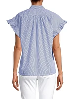 Marianna B Stripe Cotton Button-Front Shirt
