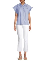 Marianna B Stripe Cotton Button-Front Shirt