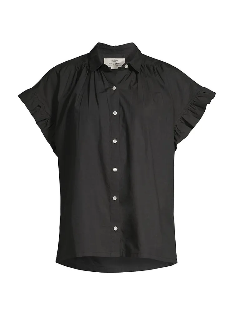 Marianne B Ruffled Cotton Button-Front Shirt