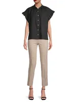 Marianne B Ruffled Cotton Button-Front Shirt