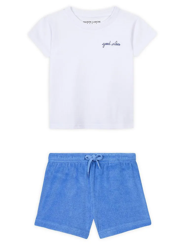 Baby Boy's 2-Piece 'Good Vibes' T-Shirt & Terry Cloth Shorts Set