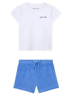 Baby Boy's 2-Piece 'Good Vibes' T-Shirt & Terry Cloth Shorts Set