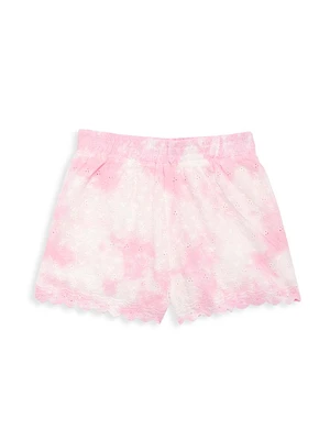 Girl's Tie-Dye Eyelet Shorts