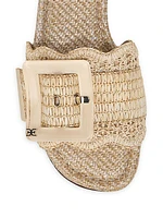 Bambi Raffia Buckle Slides