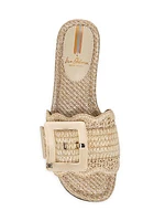 Bambi Raffia Buckle Slides