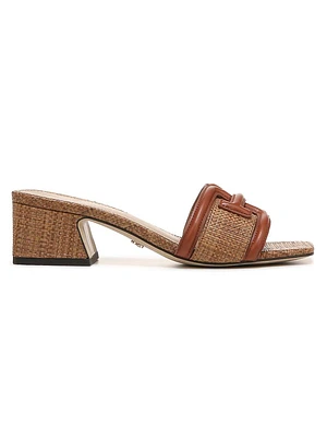 Waylon 45MM Raffia & Leather Mules