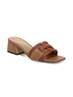 Waylon 45MM Raffia & Leather Mules