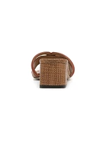 Waylon 45MM Raffia & Leather Mules