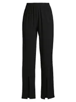 Stretch-Knit Split Hem Pants