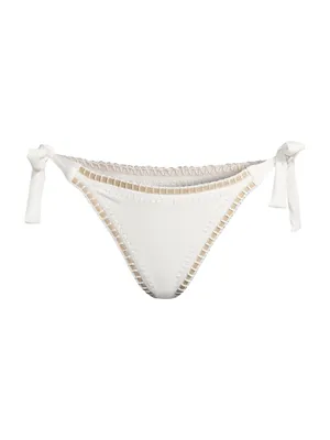 Crochet-Trim Ribbed Bikini Bottom