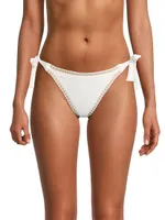 Crochet-Trim Ribbed Bikini Bottom