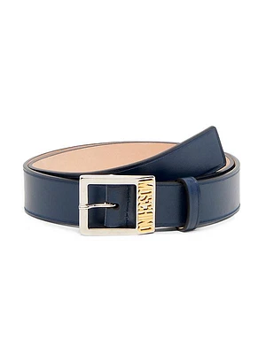 Logo Buckle Leather Belt