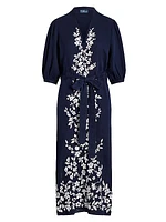 Lisi Floral-Embroidered Midi Dress