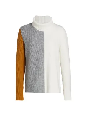 COLLECTION Colorblocked Turtleneck Sweater