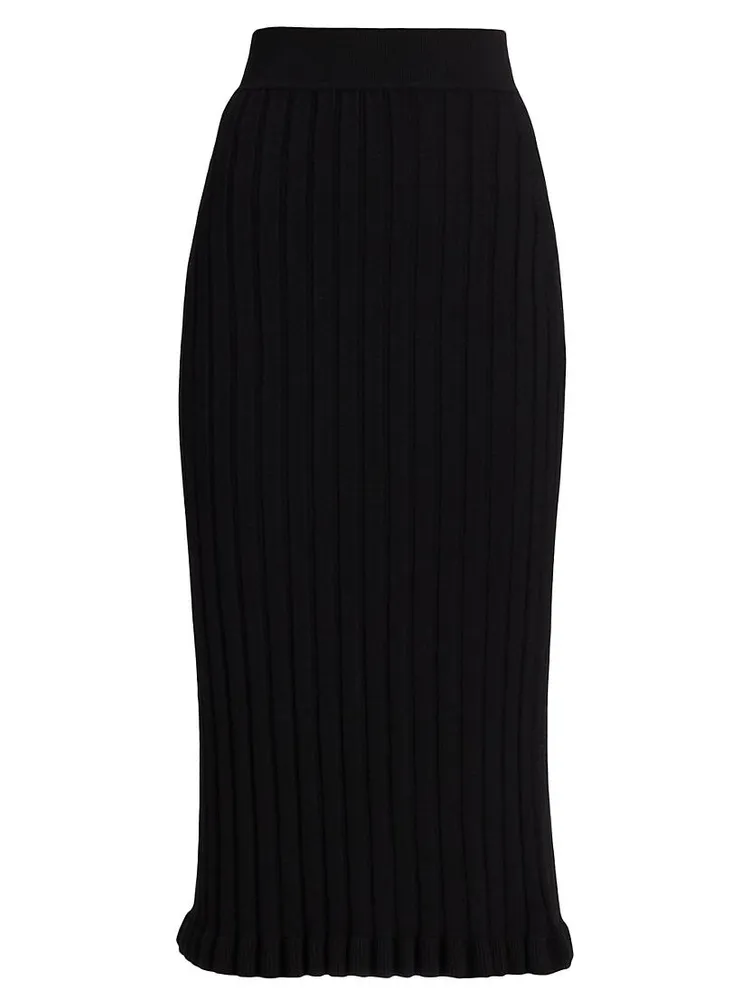 COLLECTION Ruffle-Hem Rib-Knit Pencil Skirt
