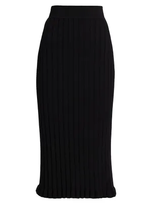 COLLECTION Ruffle-Hem Rib-Knit Pencil Skirt