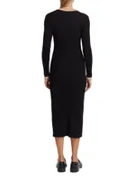 Contrast Rib-Knit Midi-Dress