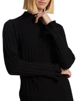 COLLECTION Mock Turtleneck Rib-Knit Sweater