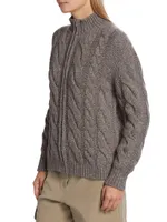 Cable-Knit Zip Cardigan