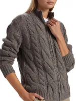 Cable-Knit Zip Cardigan