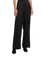 Pleated Satin Wide-Leg Pants