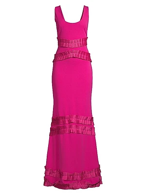 Ruffled Chiffon Gown