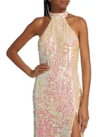 Khoudia Sequined Halter Maxi Dress