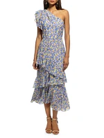 Priya Floral Ruffled Midi-Dress