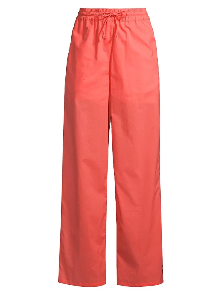 Drawstring Cotton Wide Crop Pants