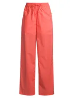 Drawstring Cotton Wide Crop Pants