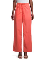 Drawstring Cotton Wide Crop Pants