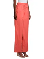 Drawstring Cotton Wide Crop Pants