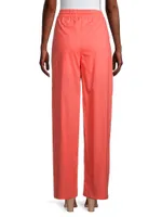 Drawstring Cotton Wide Crop Pants