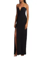 Cherri Crepe Plunging Sweetheart Gown